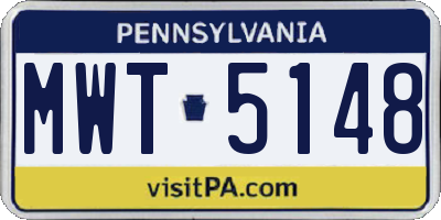 PA license plate MWT5148
