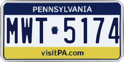 PA license plate MWT5174