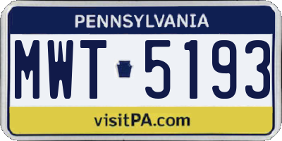 PA license plate MWT5193