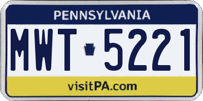 PA license plate MWT5221