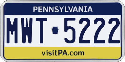 PA license plate MWT5222
