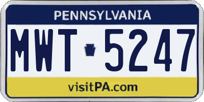 PA license plate MWT5247