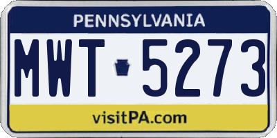 PA license plate MWT5273