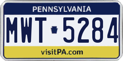 PA license plate MWT5284