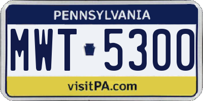 PA license plate MWT5300