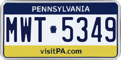 PA license plate MWT5349