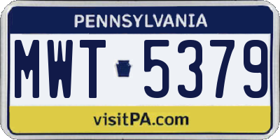 PA license plate MWT5379