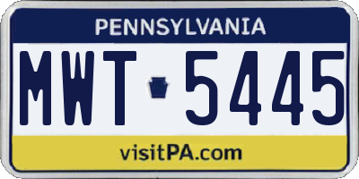PA license plate MWT5445