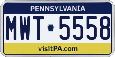 PA license plate MWT5558