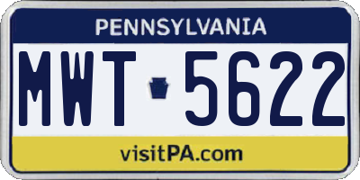 PA license plate MWT5622
