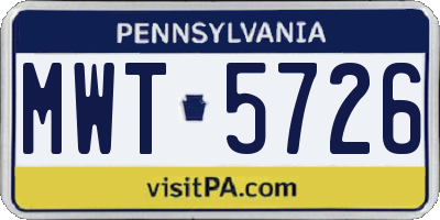 PA license plate MWT5726