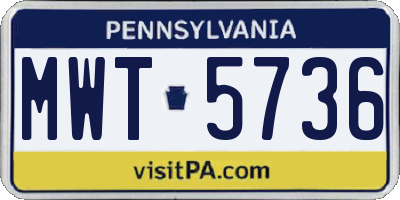 PA license plate MWT5736
