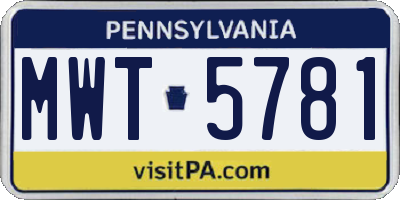 PA license plate MWT5781