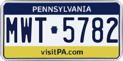 PA license plate MWT5782