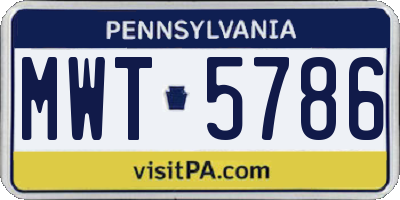 PA license plate MWT5786