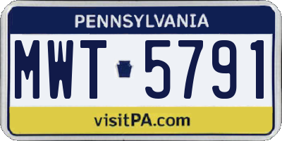 PA license plate MWT5791