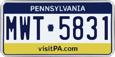 PA license plate MWT5831