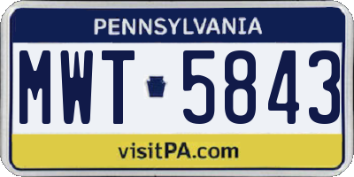 PA license plate MWT5843