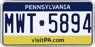 PA license plate MWT5894