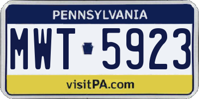PA license plate MWT5923
