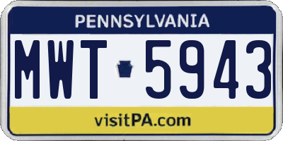 PA license plate MWT5943