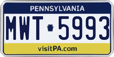 PA license plate MWT5993