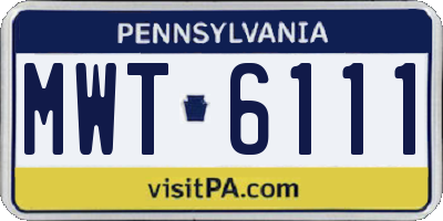 PA license plate MWT6111
