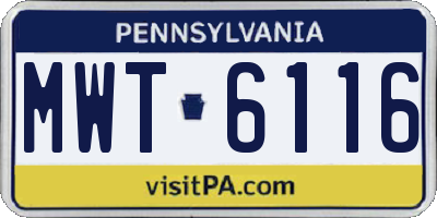 PA license plate MWT6116