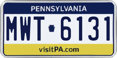 PA license plate MWT6131