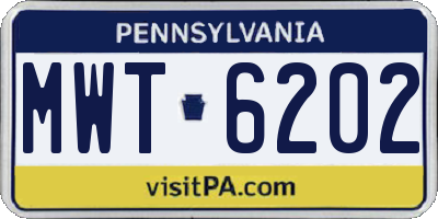 PA license plate MWT6202
