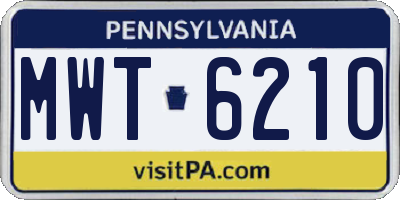 PA license plate MWT6210