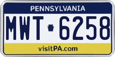 PA license plate MWT6258