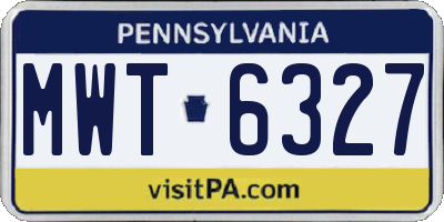 PA license plate MWT6327