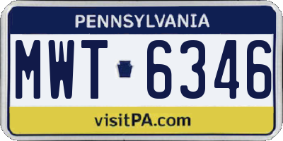PA license plate MWT6346