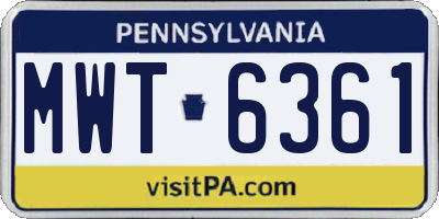 PA license plate MWT6361