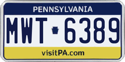 PA license plate MWT6389