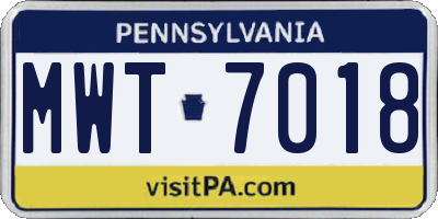 PA license plate MWT7018