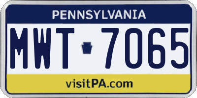 PA license plate MWT7065