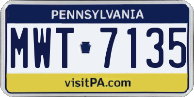 PA license plate MWT7135