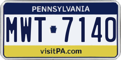 PA license plate MWT7140