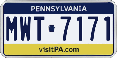 PA license plate MWT7171