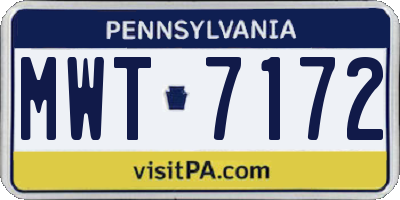 PA license plate MWT7172