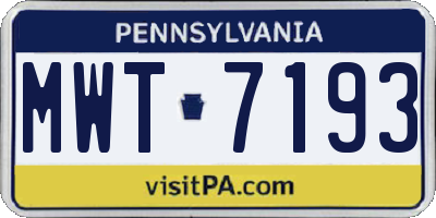 PA license plate MWT7193