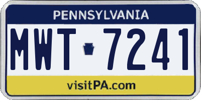 PA license plate MWT7241