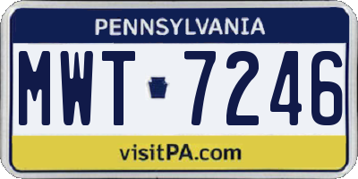 PA license plate MWT7246