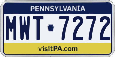 PA license plate MWT7272