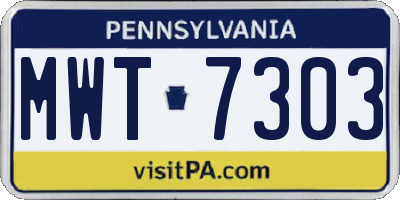 PA license plate MWT7303