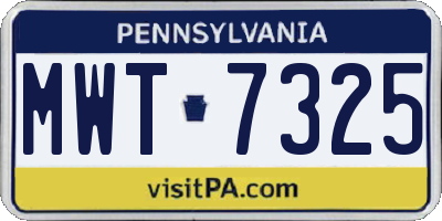 PA license plate MWT7325