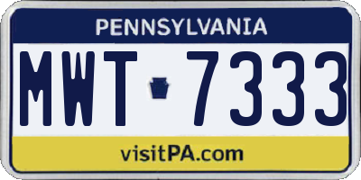 PA license plate MWT7333