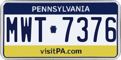 PA license plate MWT7376